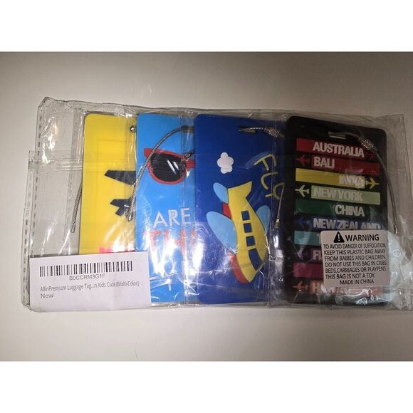 KIDS 4 Pack TSA Approved Luggage Tags for suitcases Cute Travel Name Tag - Picture 3 of 10